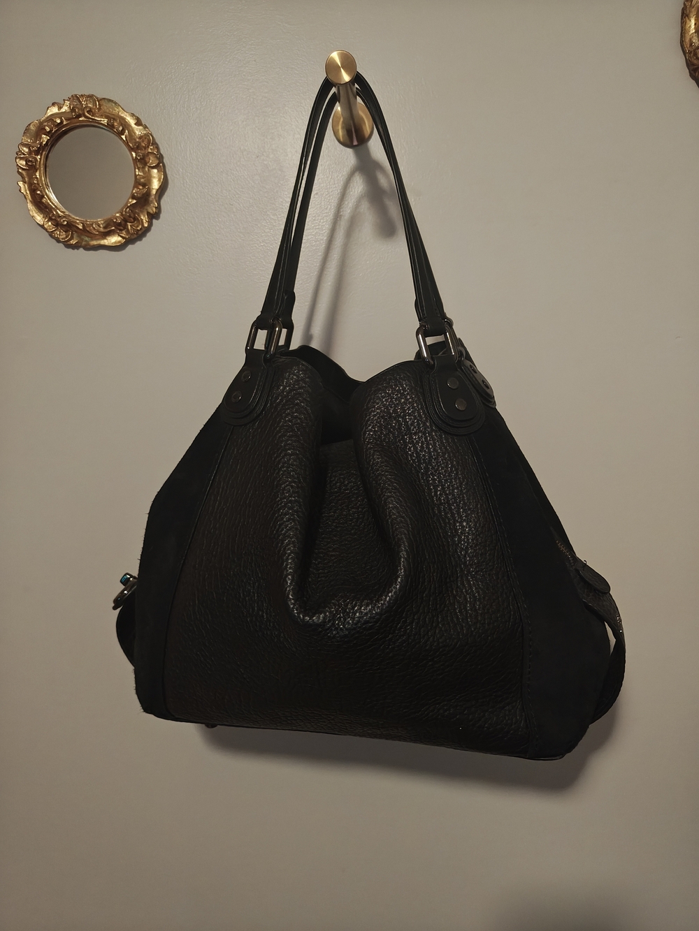 Coach Edie 42 Black Leather Tote Bag